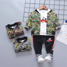 Высококачественный комплект одежды для мальчиков 0-4 лет, новинка года, осенний спортивный костюм для активных детей с героями мультфильмов детская одежда, пальто+ футболка+ штаны