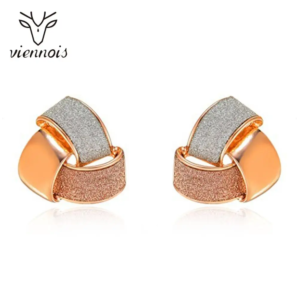 Viennois Модные украшения розового золота Цвет узел Серьги гвоздики для женщины