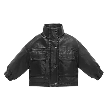 

Baby Girls Leather Jacket Plus Velvet Children Autumn Winter Fashion Jakcets Kids Short Warm Leather Coats