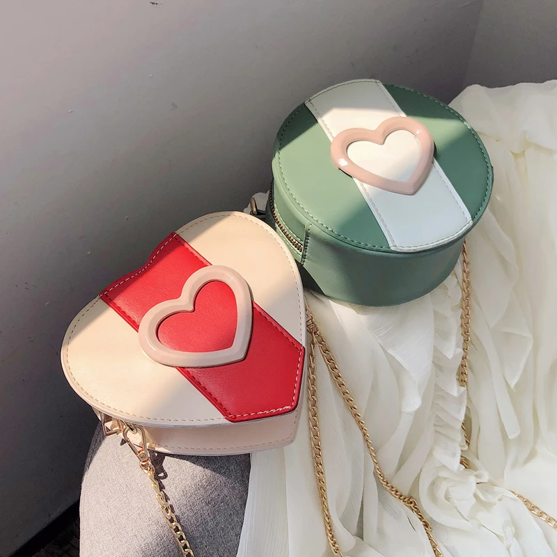 

Sweet Lady Mini Heart-shaped bag 2019 Summer New High Quality PU Leather Women's Designer Handbag Chain Shoulder Messenger bag