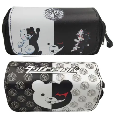 Anime Danganronpa Trigger Happy Havoc cosplay wallet Pencil case Cartoon Stationery box Black white bear accessories |