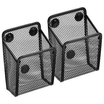 

netic Pencil Holder, Mesh Storage Baskets with nets to Hold Whiteboard/Refrigerator/Locker Accessories (2 Packs)