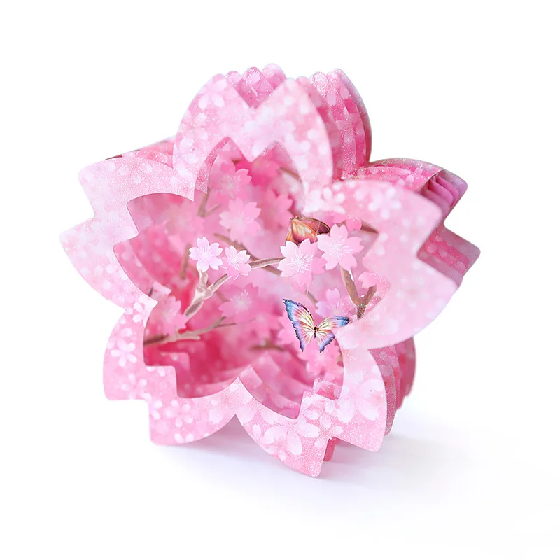  10pcs 9.5cmx9.5cmx4cm3d laser cut sakura card for valentines day wedding invitations marriage suppl - 4.00002E+12