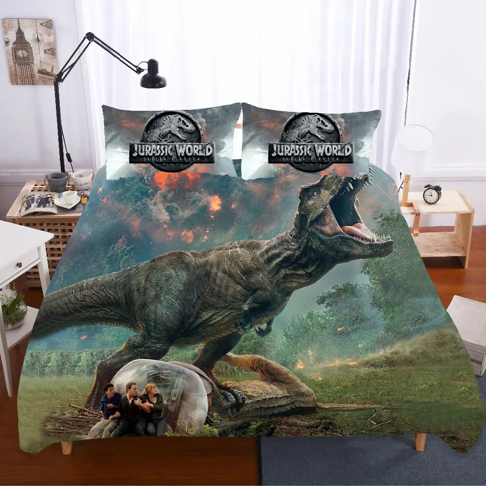 Парк Юрского периода King size 3D печать постельных принадлежностей s пододеяльник простыни наволочки постельное белье домашний текстиль