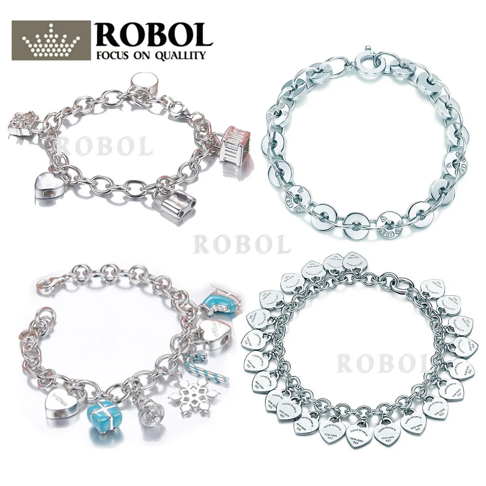 

SL TFB TTFF Original Sterling Silver 925 High Quality Charm Bracelet Engraved Inscription FOR Woman Original Model Production