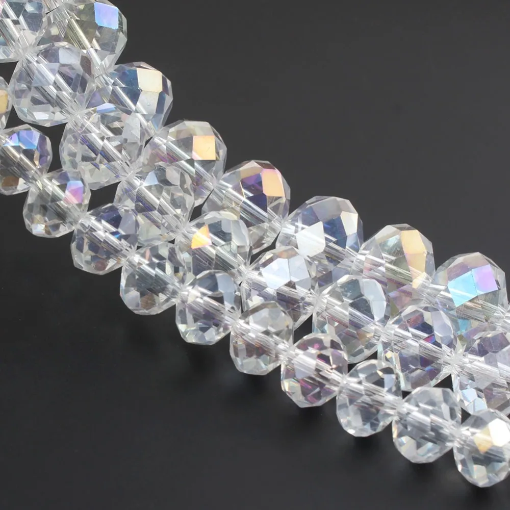 4/6/8/10/12mm Crystal Rondel Beads Wheel Faceted Glass Beads for Diy Bracelet Accessories Jewellery Making 15''/Strand Pick Size