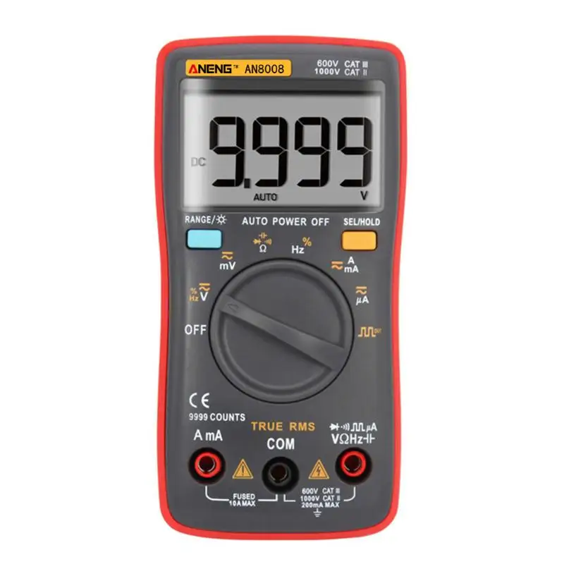 AN8008 True-RMS цифровой мультиметр 9999 отсчетов квадратной волны напряжения Амперметр