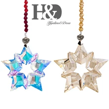 Набор H& D, 2 рождественских больших украшения в виде снежинки, дерева, Висячие хрустальные подвески в форме Ловца солнечных лучей, шампанское, годовое издание