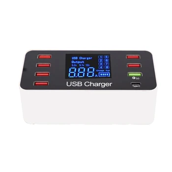 

USB charger 5V 8-port 8A USB Charger Adapter Hub Multi Port USB Hub with Charger Dock Station with LCD Display Auto Detect Tech