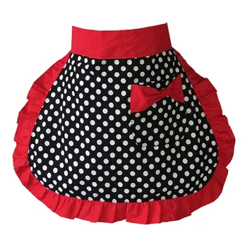 

Lovely Retro Lacy Vintage Flirty Maid Polka Dot Cooking Kitchen Working Adjustable waist with Pockets for Women Ladies aprons