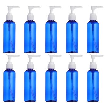 

10 Pcs 100ml Plastic Empty Bottles Empty Shampoo Pump Bottles Lotion Dispenser for Travel Outdoor Camping Business Trip (Blue)