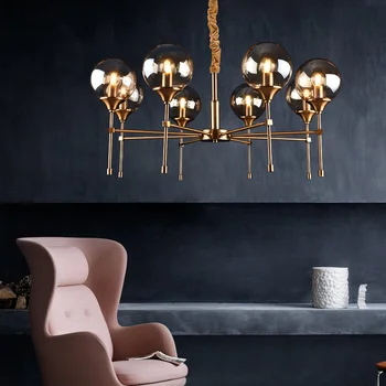 

Luxury Chandelier Iron Amber/ash/transparent Glass LED Chandeliers Modern Ceiling Chandelier Lighting Living Room Bedroom Lamp