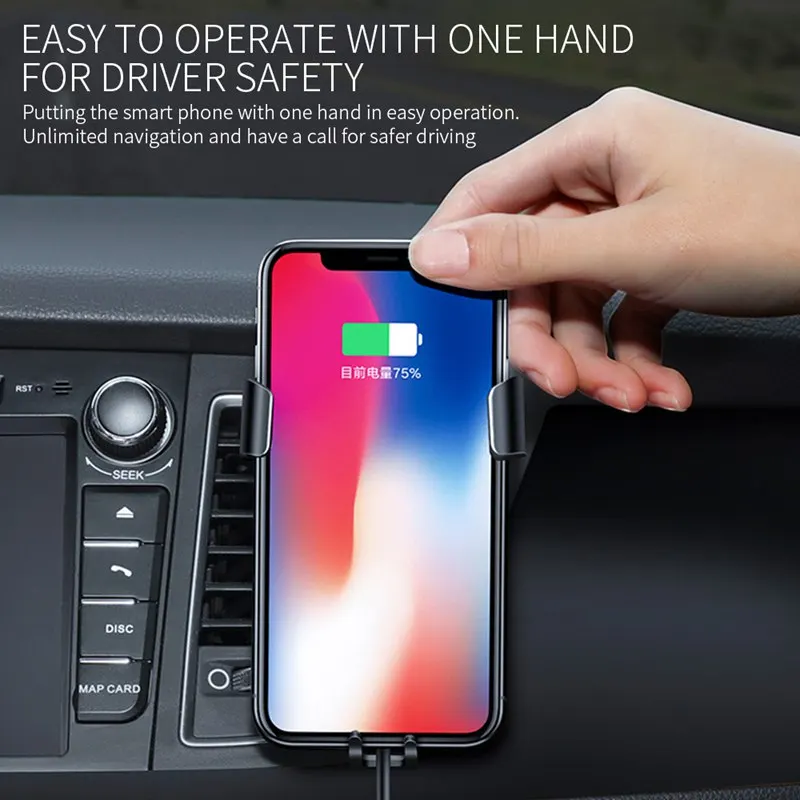 Qi автомобильное беспроводное зарядное устройство для iPhone XS Max XR XS X быстрая Беспроводная зарядка автомобильный держатель телефона для samsung S10 S9 S8 Plus Note 10 9 8