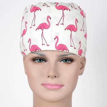 

Flamingo Nurse Medical Cap Surgical Hat Accessories Veterinary Women Cotton Surgery Scrub Hospital White Hat