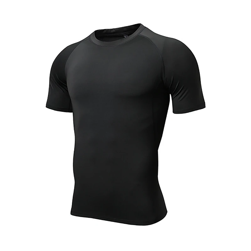 Футболка с коротким рукавом для бега, Мужская футболка с круглым вырезом, поглощающая пот, быстро сохнет, облегающая футболка, топы, одежда для фитнеса, спортивная одежда