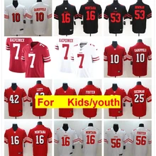 Youth San Francisco Jimmy Garoppolo Joe Монтана Рубен Фостер дефорест Бакнер Джерри Райс Колин Каперник цветные спортивные футболки