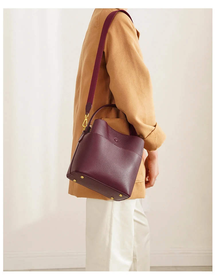 WOONAM Женская мода Топ скрыть из натуральной телячьей кожи мульти мешок ведро сумка WB1127