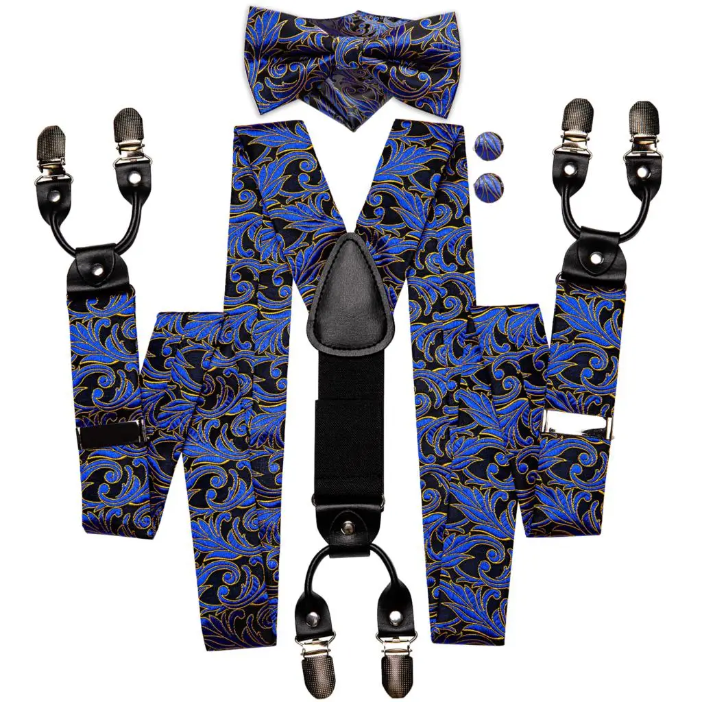 Black Suspenders & Royal Blue Bow Tie