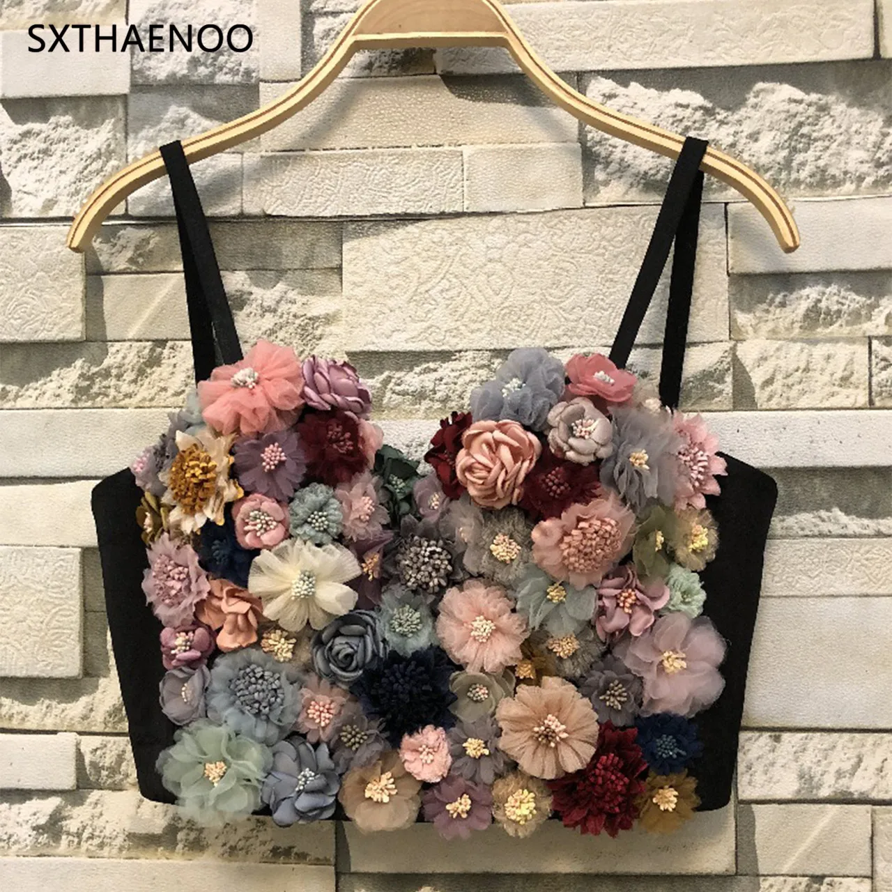 SXTHAENOO цветок Сексуальная майка Для Женщин Кружевной Корсет короткий топ с точки