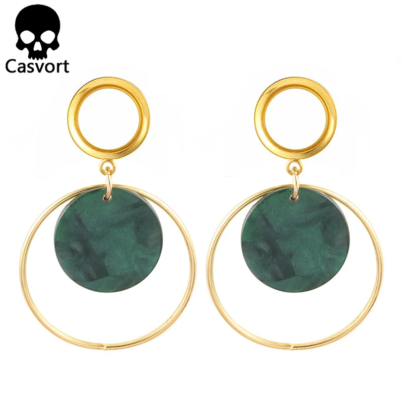 Casvort, 2 шт., серьги для пирсинга, расширитель, туннель, заглушка, Висячие шпильки, седло, ушные измерители, носилки, модные украшения для пирсинга тела, подарок