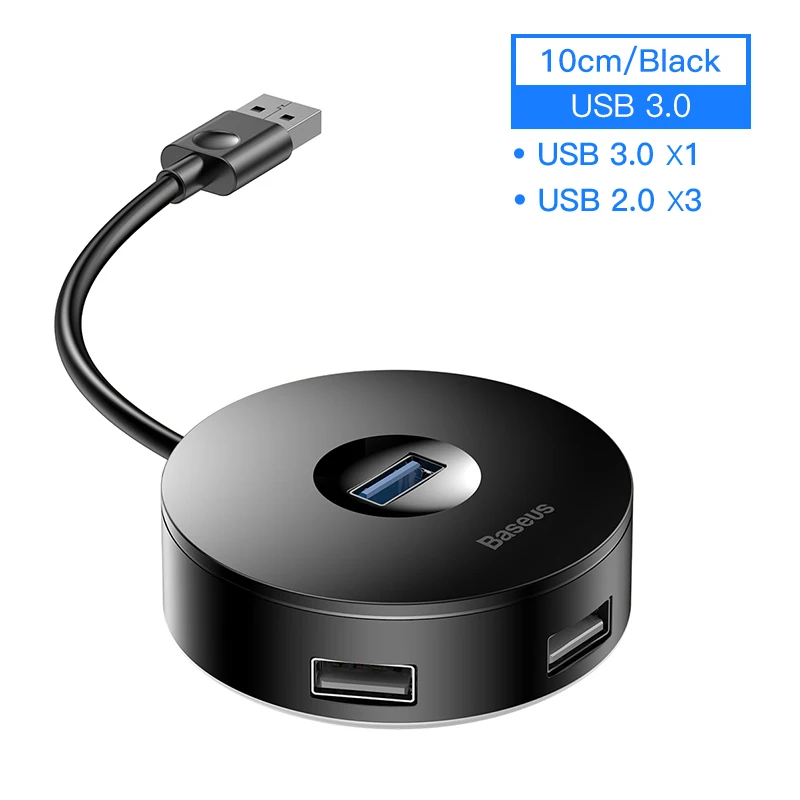 Baseus USB 3,0 USB C концентратор для MacBook Pro поверхностный тип C концентратор USB адаптер Micro USB 2,0 компьютерные аксессуары 4 порта USB разветвитель - Цвет: 10cm Black USB 3.0