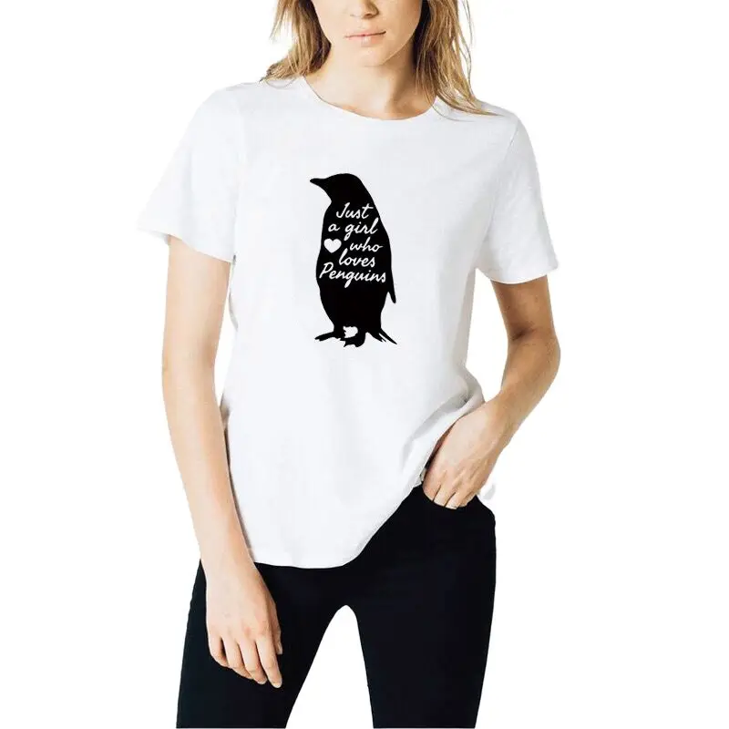 

Penguin Shirt Penguin Gift Animal Zoo Aquarium Gift Penguin Lover Print Just A Girl Who Loves Penguins t shirt Woman tees tops