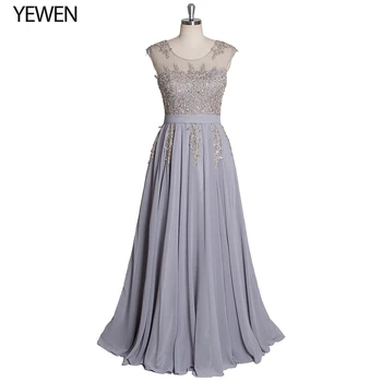 

Fashion Hot Sweet Grey Lace V-neck Lacing Long Evening Dress The Bride Party Sexy Backless Prom Dresses Custom