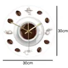 Coffee Hand Coffee Beans Wall Clock with LED Backlight Modern Design Cafe Coffee Mug Reloj De Pared Kitchen Acrylic Wall Watch 5