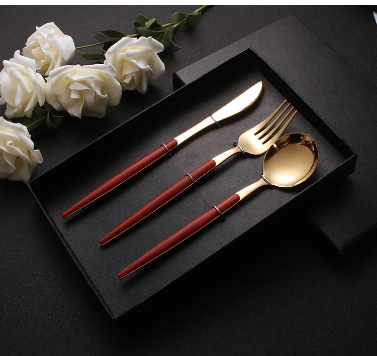 Stainless steel Portuguese cutlery set hotel western restaurant knife and fork handle cutlery fork spoon knife set