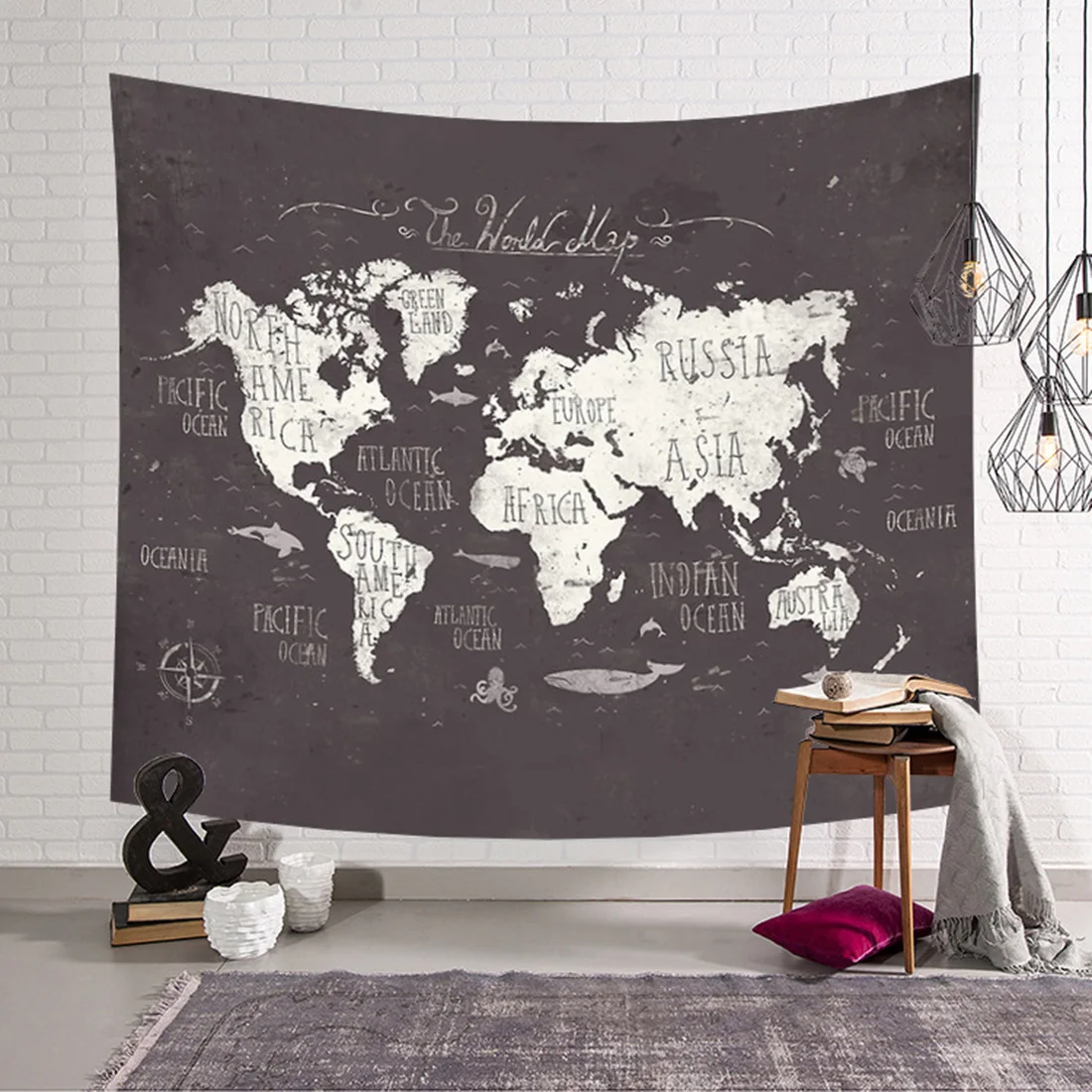 

World Map Hanging Wall Tapestry Polyester Yoga Mat For Home Bedroom Decor Camping Tent Travel Sleeping Pad Printed Wall Tapestry