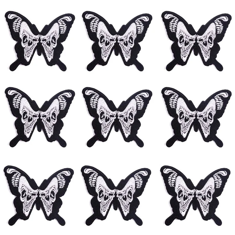 

Badges For Clothes 10 PCS Wholesale Butterfly Skull Patch Iron On Patches On Clothes Embroidered Patches For Clothing Stickers