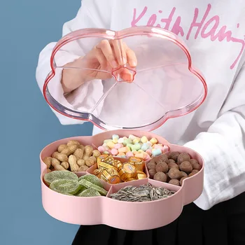 

Dried Fruit Tray Modern Living Room-Creative Multilayer Household Fruit ling shi pan Seperated Melon Seeds Plate Candy Box Sampl
