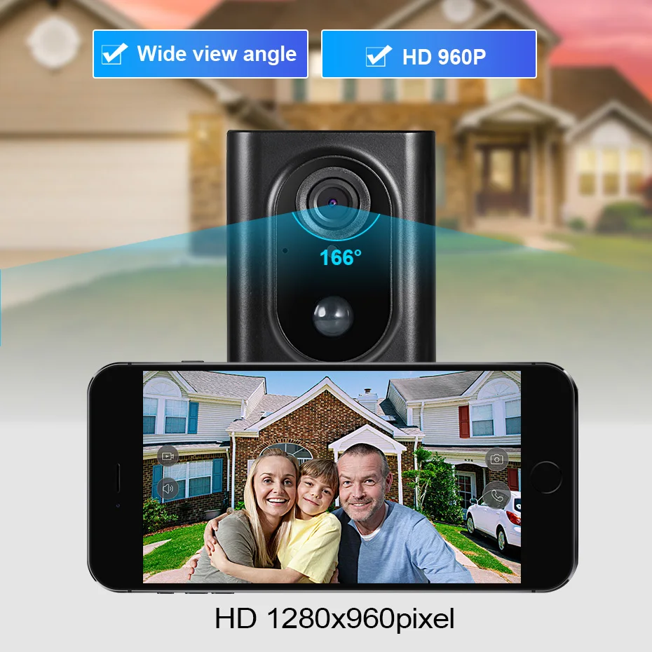 Tuya Wireless Video Doorbell IP5 Waterproof Outdoor WiFi Peephole Smart Home HD Night Vision Camera Intercom Security Protection