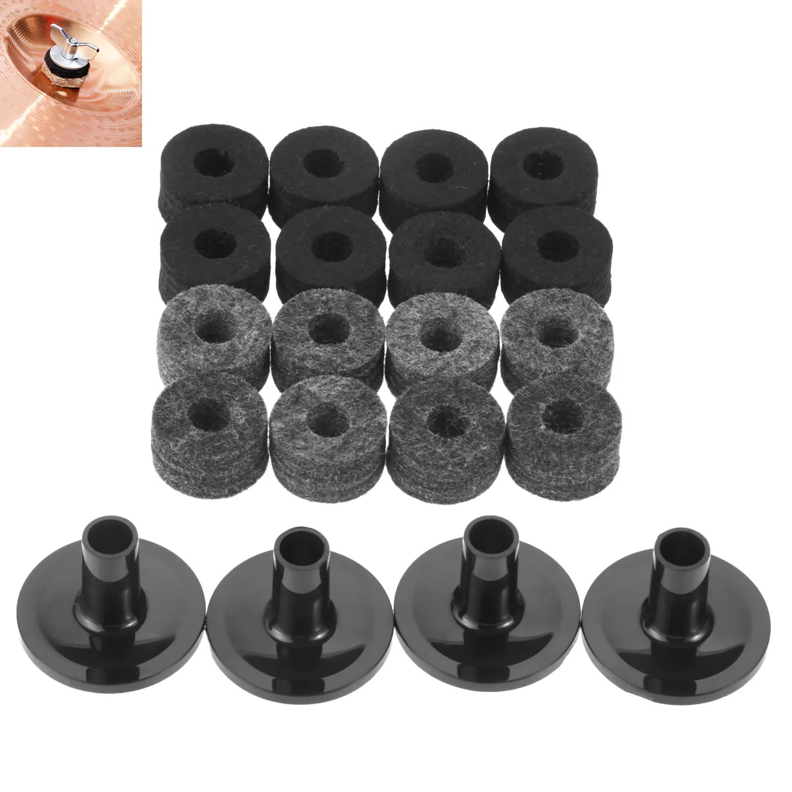 8Pcs Cymbal Stand 25mm Felt Washer 2Pcs Cymbal Sleeves Drum Replacement Parts