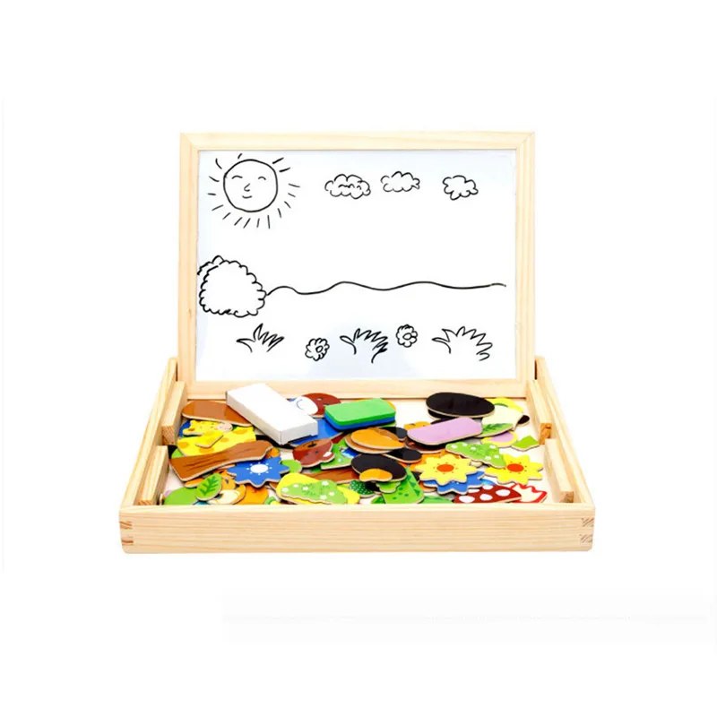 Puzzle toy Educational Wooden Toys Children Toddlers Magnetic Drawing Board Puzzles Games oyuncak#3N06