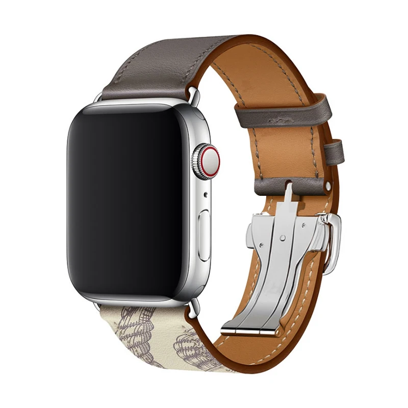 MS-grey Для Apple Watch Seires 4 5 40-44 мм браслет для часов из натуральной кожи ремешок для herm Apple Watch Band Series 1 2 3 iWatch Ремешки для наручных часов - Цвет ремешка: MS-grey
