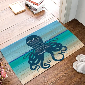

Jellyfish Board Background with Ocean Rules Bath Rugs Doormat Non-Slip Door Mat Carpet Bathroom Accessories Customizable
