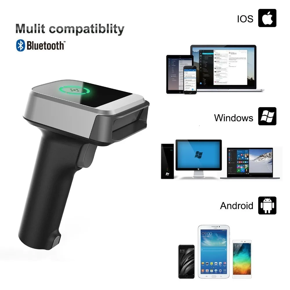Leitor de Código de Barras qr sem Fio com Fio Isyzonepos Bluetooth Scanner Imagem Portátil Suporte Pdf417 Matriz Dados 1d 2d 2 scanner qr sem fio com fio 1d