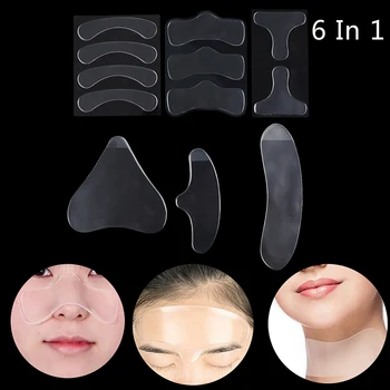 

12Pcs Reusable Silicone Anti Wrinkle Facial Pad Face Neck Eye Sticker Silicone Neck Pad Forehead Anti Wrinkle Agless Patch