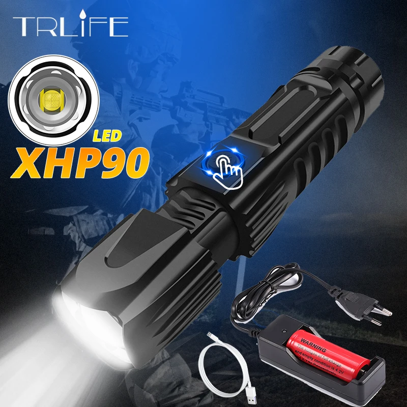 Xlamp linterna táctica XHP90, la mayoría de Linterna potente XHP70, XHP50, linterna con Zoom USB, uso de caza, martillo de seguridad 26650|Linternas y antorchas| - AliExpress