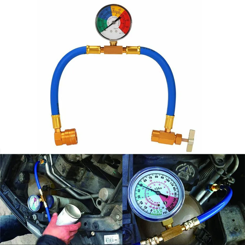 

For R134a Air Conditioner Fluoride Tube Quick Release Refrigerant Connector Cold Pressure Gauge Car Air Conditioning Repair Tool