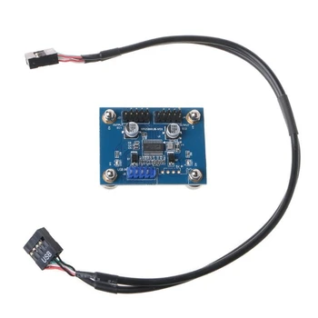 

USB 2.0 9Pin Header Extension Hub Splitter 90 Degree Right Angle Adapter Converter USB 2.0 Male to Male Cable