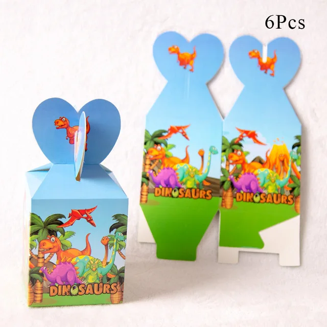 Candy box 6pcs Volcano Dinosaur Theme Party Decoration Disposable Tableware Paper Cup Plate Box Banner Baby Shower Kids Birthday Party Supplies - Цвет: Candy box 6pcs