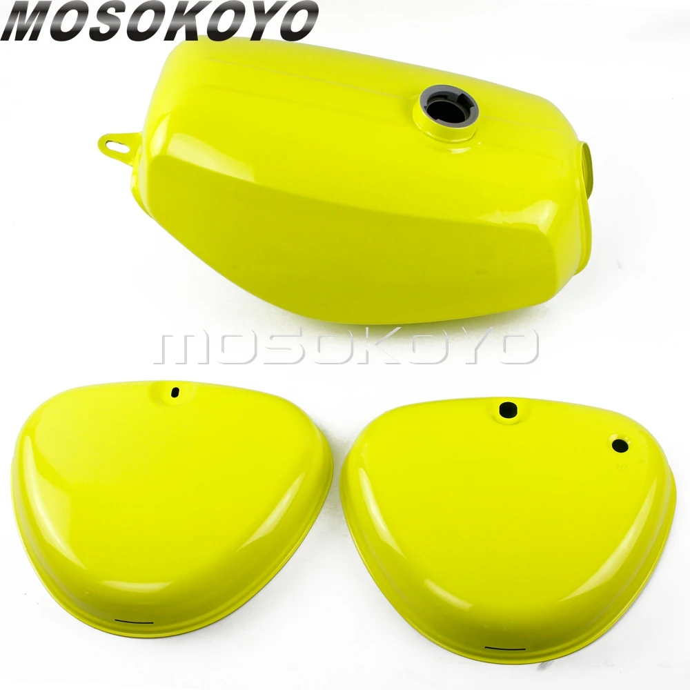 light yellow Retro Motorcycle Yellow Oil Fuel Tank with Right+ Left Side Cover Pad for Simson S50 S51 S70 all years (190830, 200655, 200200) - Цвет: light yellow