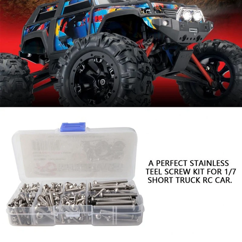 Screw Kit With Box For 1/7 Short Truck Rc Car Screw Stainless Steel Screws Box Repair Tool Kit For Traxxas Udr Rc Parts