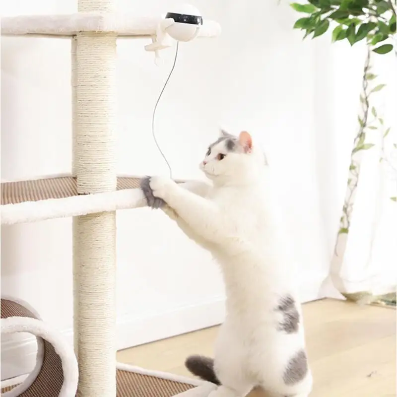  Electronic Lifting Cat Toy Teaser Plush Replaceable Ball Flutter Rotating Interactive Puzzle Toy Pe