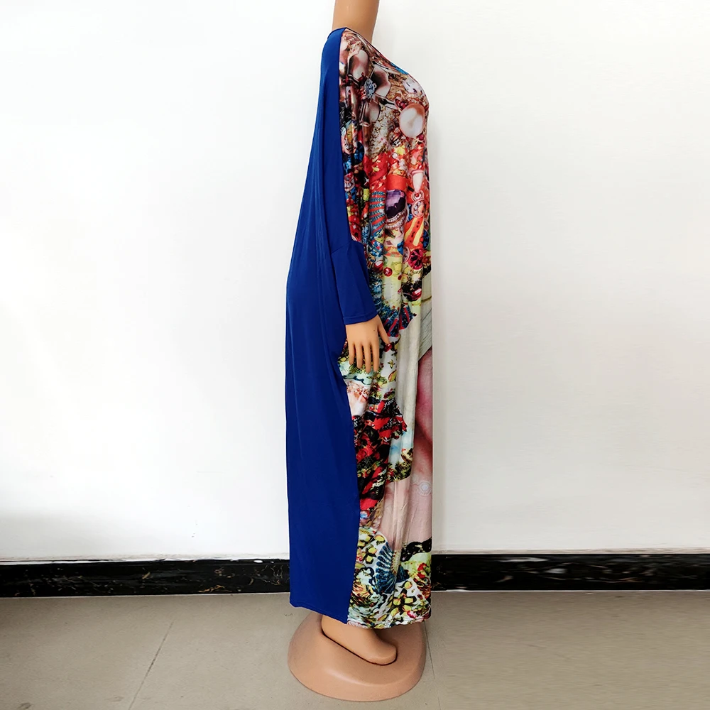 Vetement Femme 2021 African Dresses For Women Beauty Print Colorful Elegant Nigeria Long Robe Sexy Daily Bazin Party Casual african fashion designers