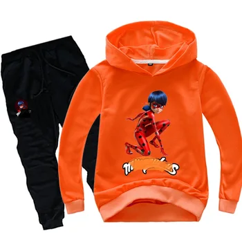 

Spring new style Hooded Active boys girl clothes Cartoon printing children's clothing set 0242