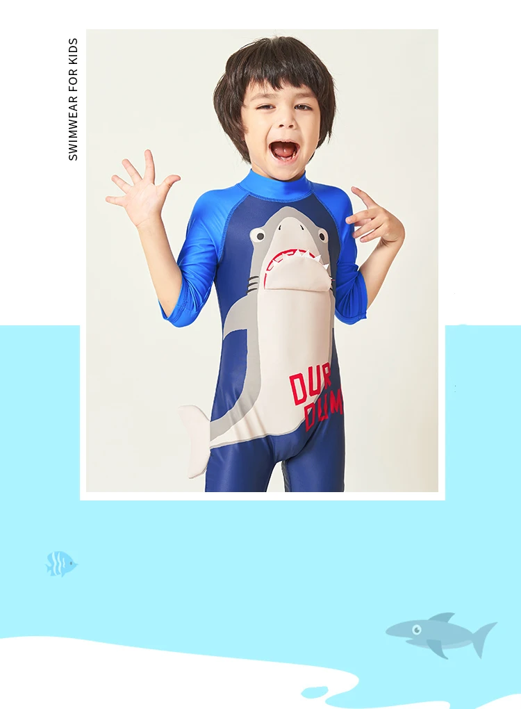 Julysand Boys  Swimwear Handsomne One Piece Swimsuit Kids Shark Cartoon Printed UPF 50+  High-end Bathing Suit for Boy