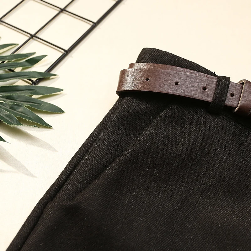 Женские осенние зимние официальные шорты, Корейская высокая талия, толстые с поясом, широкие шорты, женские повседневные шорты трапециевидной формы